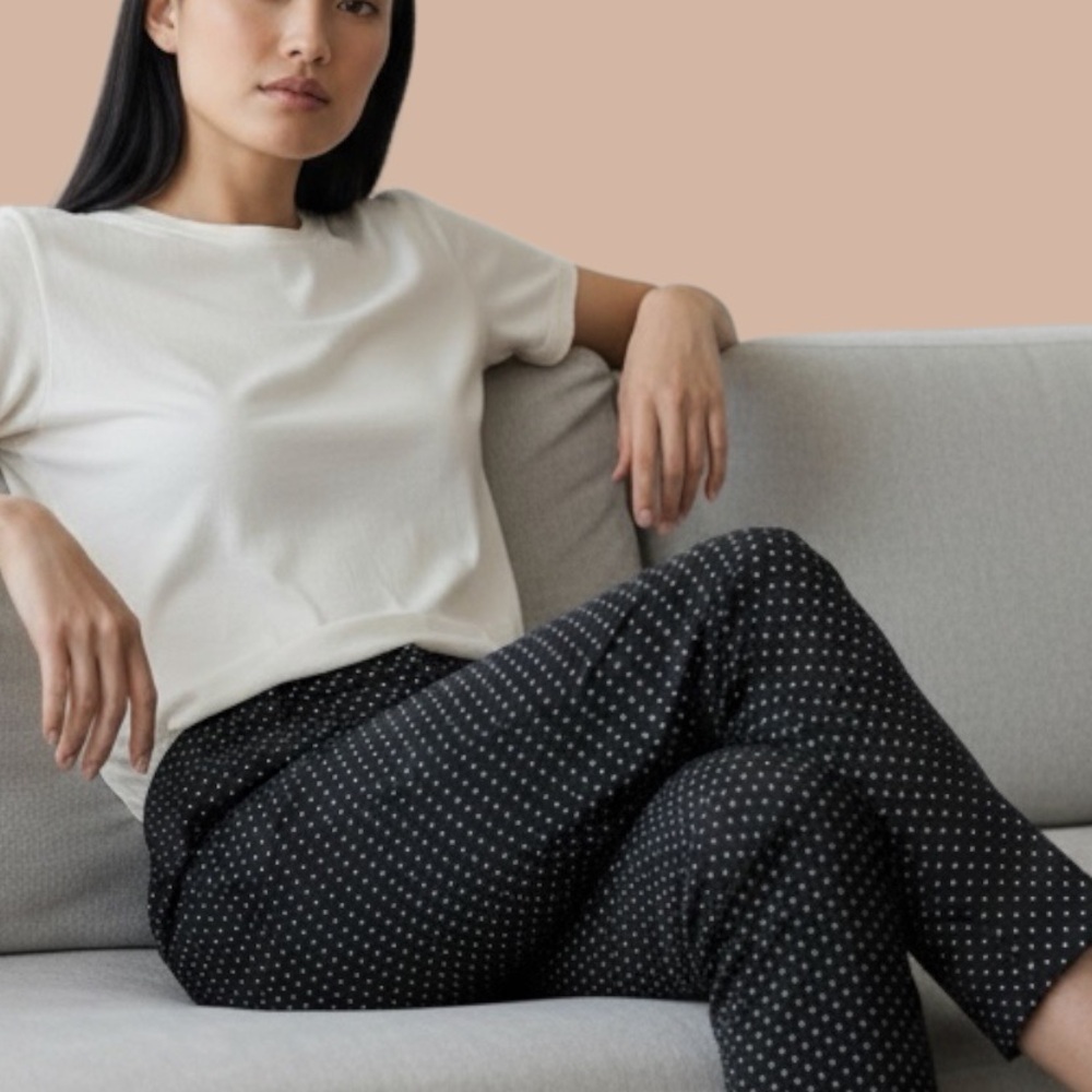 Akris Punto Black Micro Polka Dot Cropped Pants - Picture 3 of 13